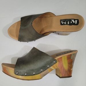 Korks by Kork Ease Painted Wood Studded Clogs
